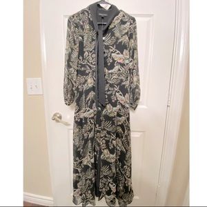 Long Sleeve Vintage Pattern Dress